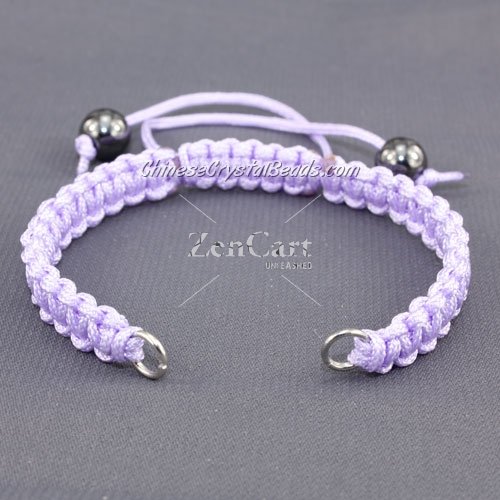 Pave chain, nylon cord, light purple, wide : 7mm, length:14cm