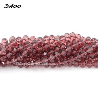 130Pcs 3x4mm Chinese rondelle crystal beads, Amethyst