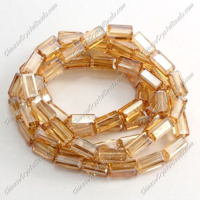 cuboid crystal beads, 4x4x8mm, golden shadow, 70pcs per strand