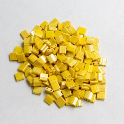 Chinese 5mm Tila Square Bead, opaque luster yellow, about 100Pcs
