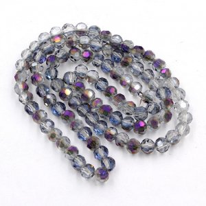 Chinese Crystal 4mm Long Round Bead Strand, half purple light, about 100 beads