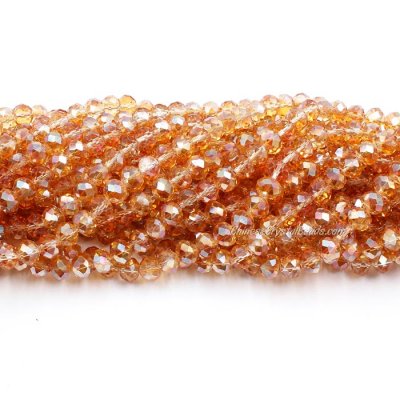 70 pieces 8x10mm Crystal Rondelle Bead,Amber half AB