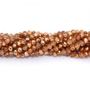 140Pcs 3x4mm Chinese Crystal Rondelle Beads Strand, half paint gold