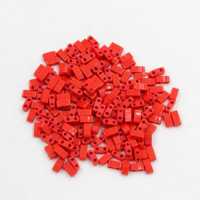 5x2.5mm chinese glass Half Tila red approx 200 beads