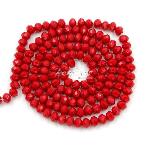 130Pcs 3x4mm Chinese Crystal Long Rondelle Strand, med red velvet