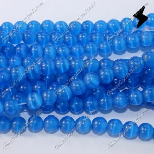 glass cat eyes beads strand, med-sapphire, about 15 inch longer