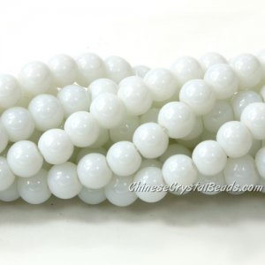 Chinese 8mm Round Glass Beads Opaque white, hole 1mm, about 42pcs per strand