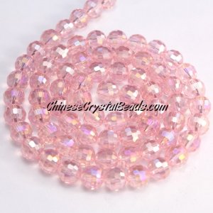 25Pcs Chinese Crystal 8mm Round Bead Strand, Light pink AB , 96fa