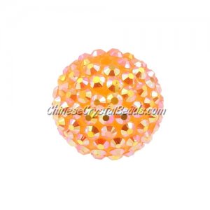 22mm Chinese Acrylic Crystal Disco Bead, orange AB, 1 bead