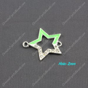 pave crystal star charms, 27x24mm, silver plated, 1 pieces