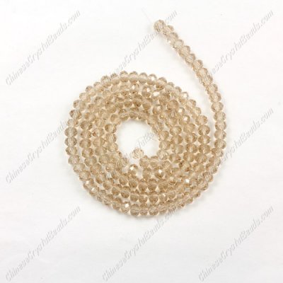 130Pcs 2x3mm Chinese Crystal Rondelle Beads, Silver Champagne