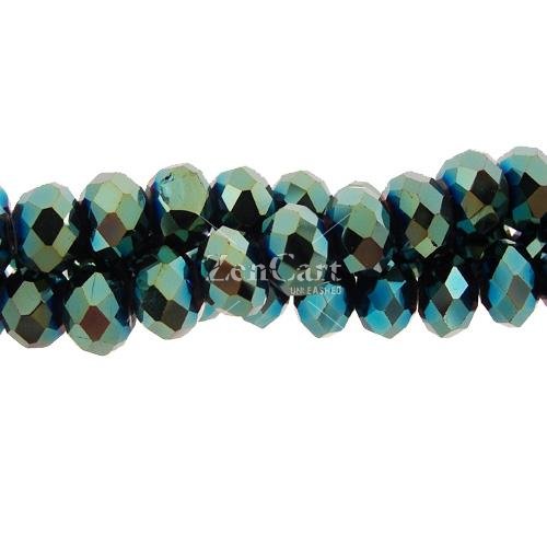 6x8mm Chinese Crystal Rondelle Beads Strand, Green Light ,about 72 beads