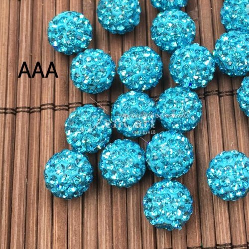 10Pcs 10mm AAA high quality Pave beads, Shining, aqua