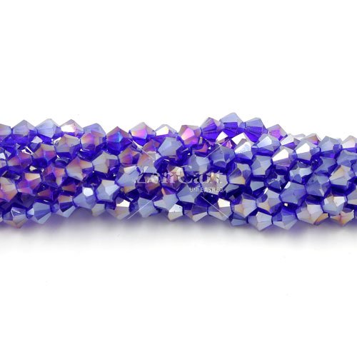 Chinese Crystal 4mm Bicone Bead Strand, sapphire AB, about 100 beads