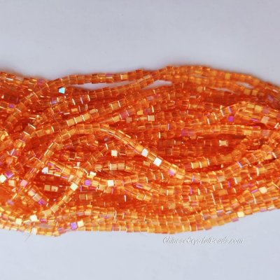 4mm Cube Crystal beads about 95Pcs, orange AB