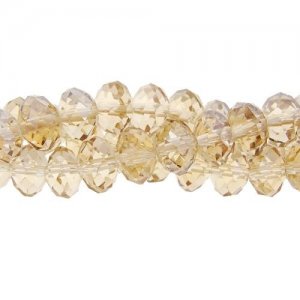 Chinese Crystal Long Rondelle Strand, 6x8mm, Silver Champagne , about 72 beads
