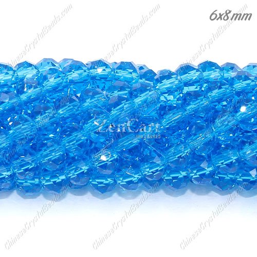 6x8mm Chinese Crystal Beads, aqua, about 70 beads