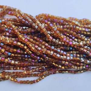 4mm Cube Crystal beads about 95Pcs, dark amber AB
