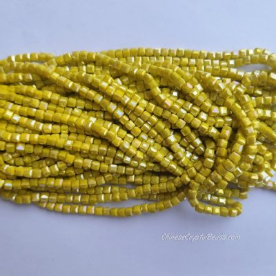 4mm Cube Crystal beads about 95Pcs, opaque yellow AB