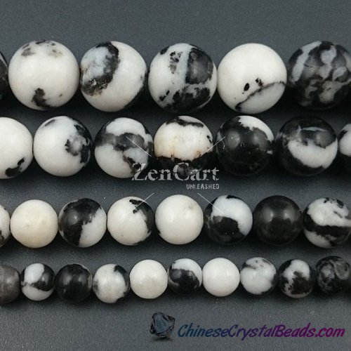 Black White Zebra Jasper Beads, Natural Stone Bea round 4mm, 6mm, 8mm, 10mm, 12mm, 15.5 inch