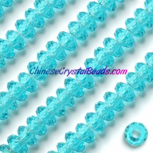 Crystal European Beads, Aqua, 8x14mm, 5mm big hole,12 beads