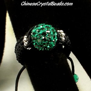 Pave Rings, 10mm Emerald Clay disco beads, 1 pcs