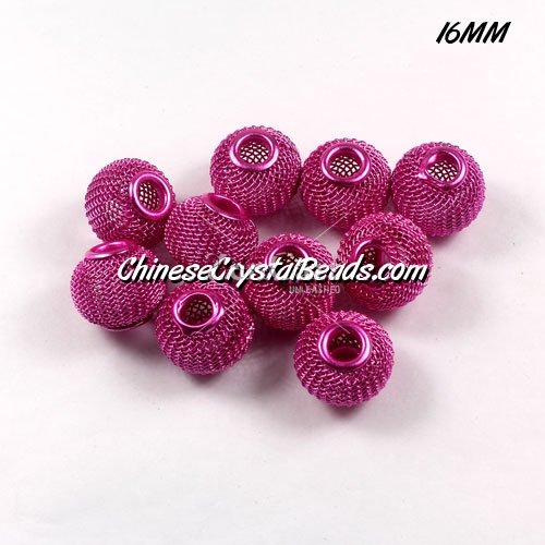 16mm fuchsia Mesh Bead, Basketball Wives, 15 pieces