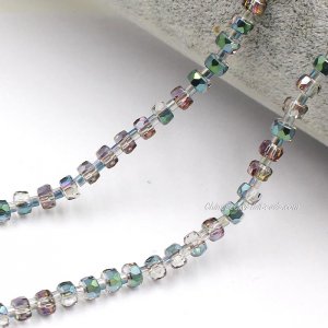 95Pcs 4x6mm angular crystal beads Green Purple