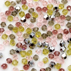 AAA 4mm mix bicone crystal beads, 01, Bag of 50