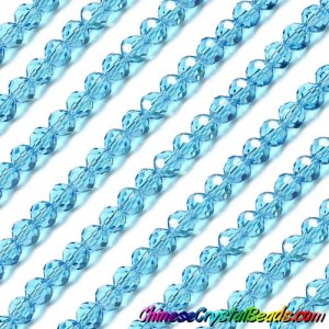 95pcs Chinese Crystal Faceted 6mm Round Beads, Aqua