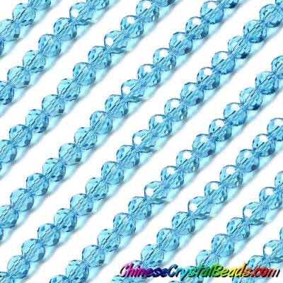 95pcs Chinese Crystal Faceted 6mm Round Beads, Aqua