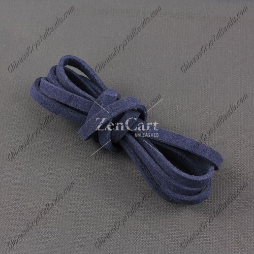 Suede Flat Leather Cord, 3x1.5mm, dark blue, 1 piece=1 meter