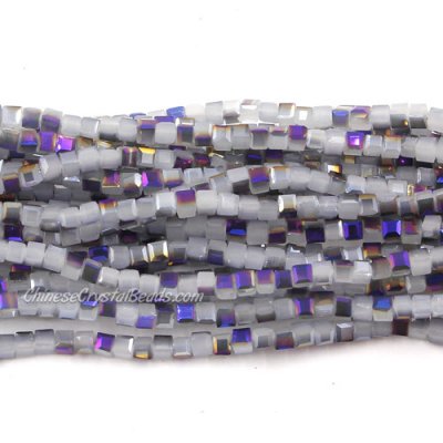180pcs 2mm Cube Crystal Beads, gray jade and purple light