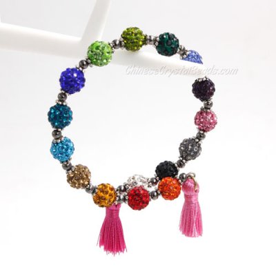 Memory Wire Bracelet, mix color 6mm pave clay beads, 1pc