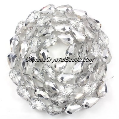 20Pcs 10x15mm Chinese Crystal Teardrop Beads, half silver
