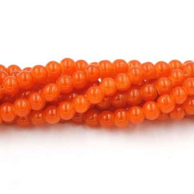 6mm round glass beads strand, orange, 140pcs per strand