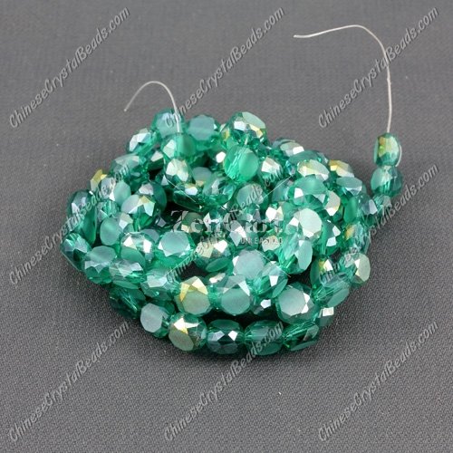 6mm Bread crystal beads long strand, emerald, 100pcs per strand