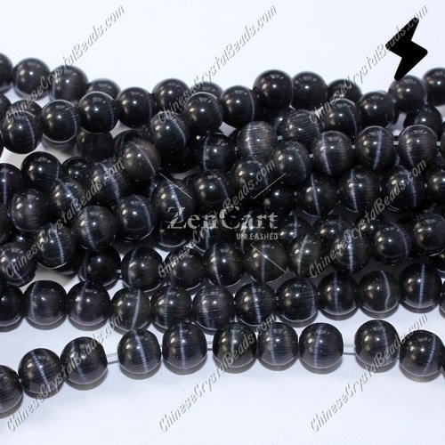 glass cat eyes beads strand, black, about 15inch longer