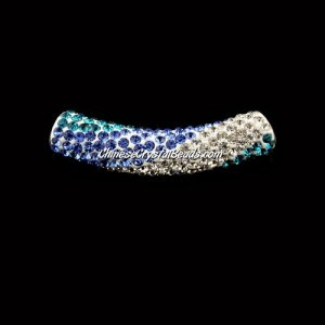 Pave Crystal Pave Tube Beads, 45mm, 4mm hole, twist 3 color 006, sold 1pcs