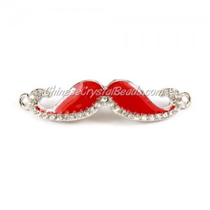 Pave accessories, mustache, 13x55mm, Red, Sold individually.