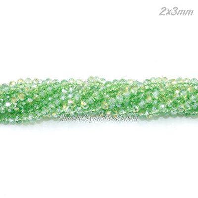 130Pcs 2x3mm Chinese Crystal Rondelle Beads, lime green AB