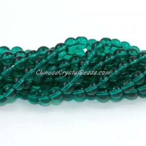 Chinese 6mm Round Glass Beads Emerald, hole 1mm, about 54pcs per strand