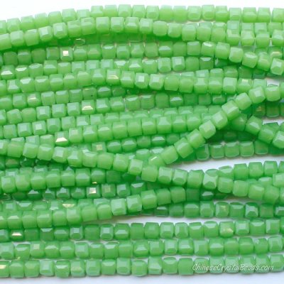 98Pcs 6mm Cube Crystal beads,green jade