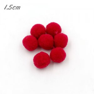 50Pcs 15mm Craft Fluffy Pom Poms Bobble ball, med red color