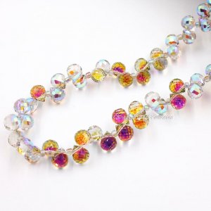 98 beads 8mm Strawberry Crystal Beads, Fuchsia half puple light