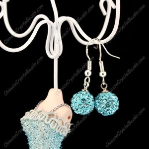 Pave Drop Earrings, aqua, 10mm clay disco beads, sold 1 pair