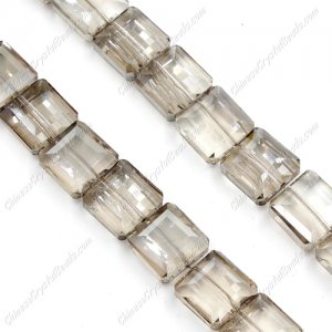 Crystal faceted flat square crystal, 13x13mm, silver shade, 12 beads