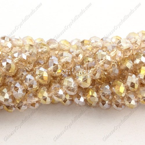 Chinese Crystal Rondelle Beads, 6x8mm, S Champange, about 72 beads
