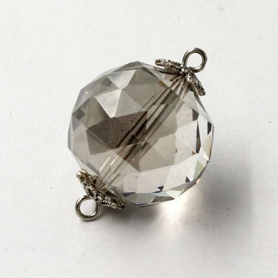 20mm big crystal ball pendant connector charms, silver shade, 1 pc