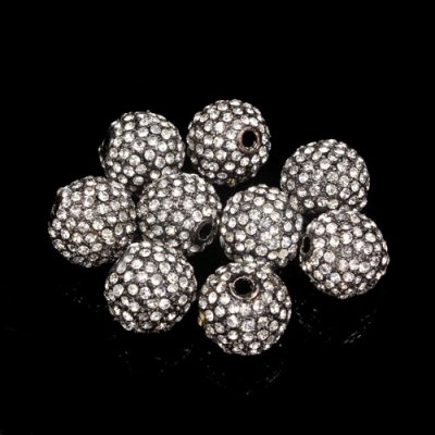 Alloy pave 124 Rhinestones disco 12mm beads , gray, Pave, 9 piceses